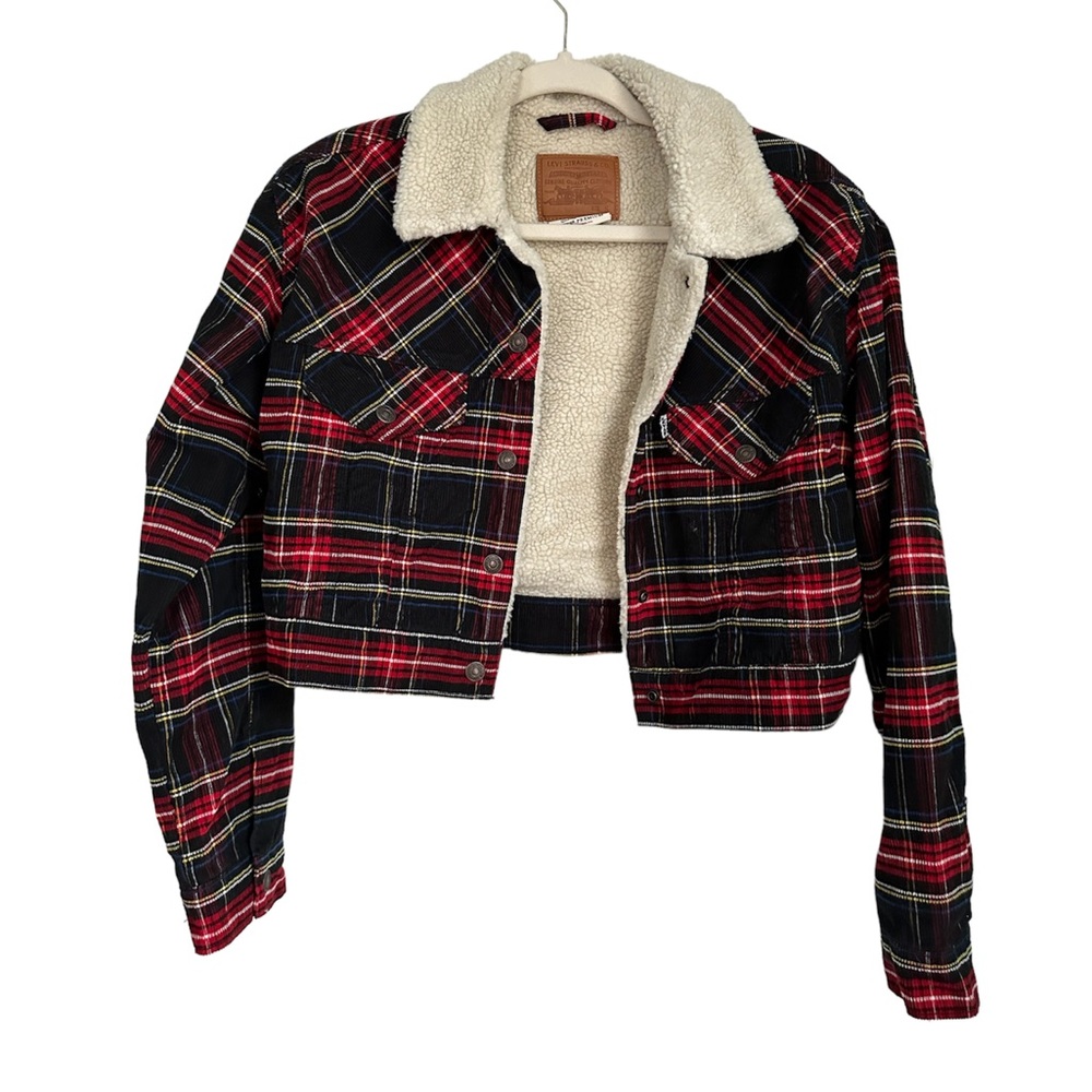 Levi’s Cropped Corduroy Plaid Jacket